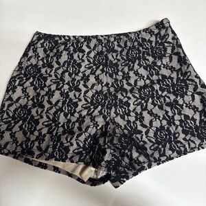 Nikibiki Black Lace Overlay Shorts with Cream Lining
